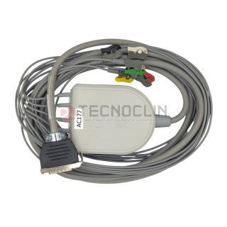 Cabo Paciente Ergometria TEB AC177 5 Vias Terminal Tipo Garra para ECG de Esforco 3 Canais Apex 1000