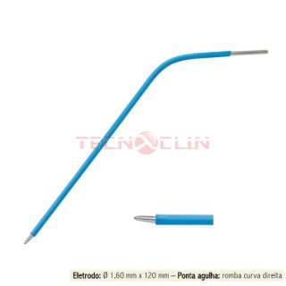 ET03 Eletrodo Dissector para Otorrino ponta agulha romba curva direita