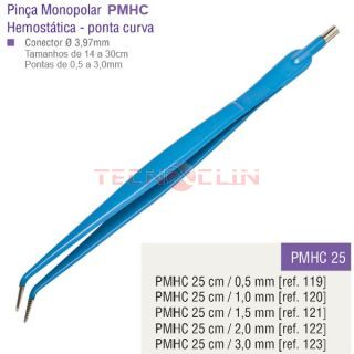 Pinça Monopolar Hemostática de 25cm com ponta curva PMHC-25